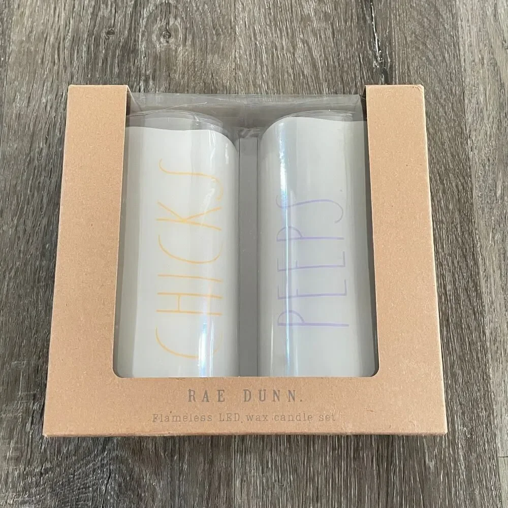 NEW Rae Dunn Flameless LED Wax Candle Set Easter